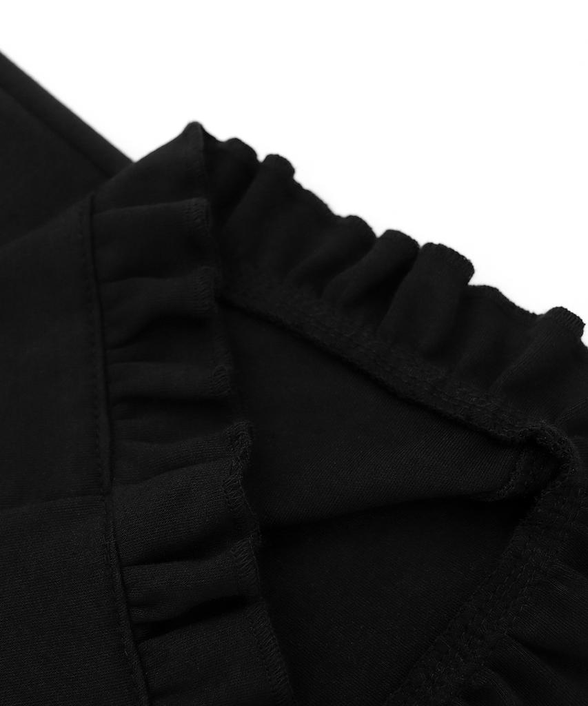 MOYORA Knee-Length Frill Capri Pants [Black]