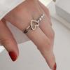 Beautiful Silver 925 Vintage Heart Open Ring For Women Adjustable Stylish Jewelry Finger