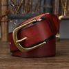 Copper Buckle Belt Men's Genuine Leather Pin Buckle Pure Cowhide Retro Versatile Korean Style Casual Belt