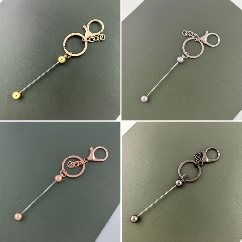 Metal Beaded Keys Chain Gradual Color Diy Beaded Stainless Steel Keychain Can Hang Cutlery Bottle Opener Wine Stopper