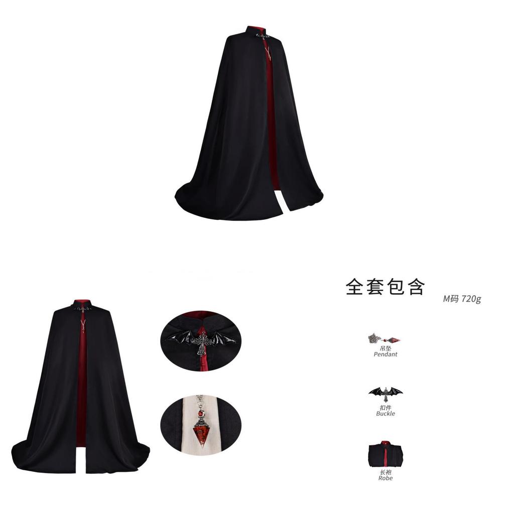 Costume da Cosplay da Vampiro Gotico Con Mantello Lungo Fino ai Piedi Per Feste di Halloween