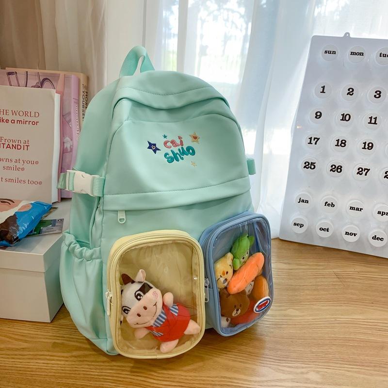 Japanese transparent pain bag college style large-capacity backpack cute backpack college student bar bag travel research bag