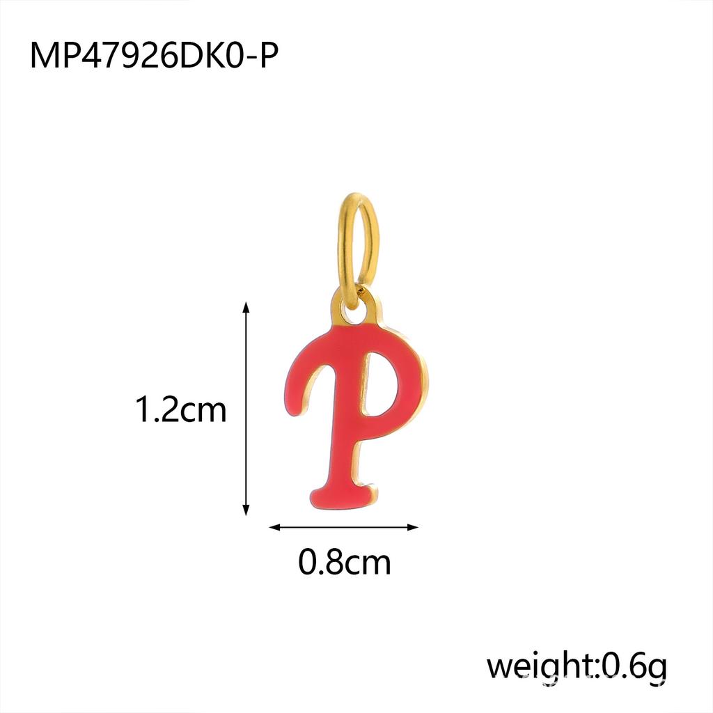 CARLIDANA Simple Gold Plated Stainless Steel Jewelry Alphabet Pendant Small Mini Colorful Oil Drop Initial Letter Necklace
