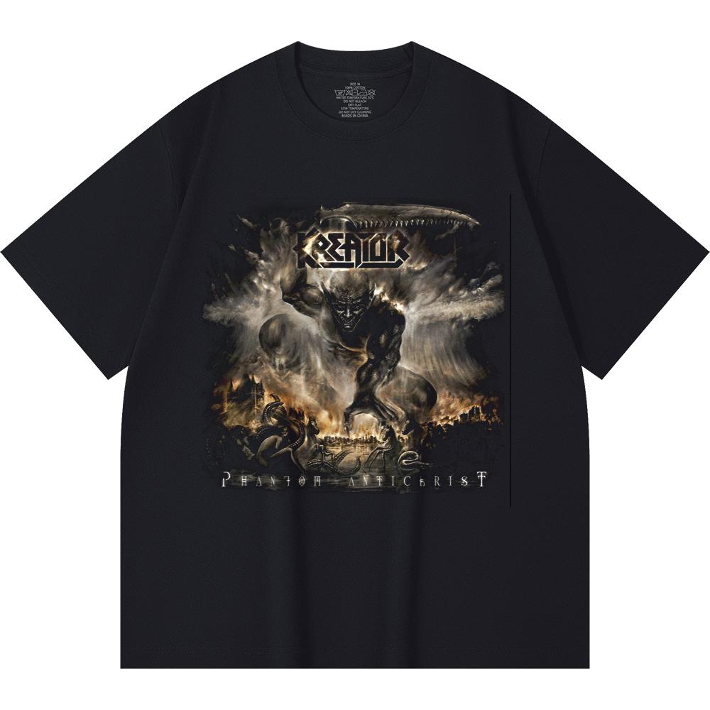 230 Gsm 100% Cotton Heavy Metal T-Shirt Rock Band Popular Music Print Unisex Heavy Cotton T Shirt