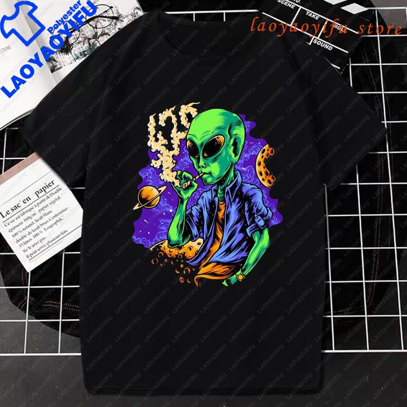Men's Graphic T-shirt Cotton Crew Neck Harajuku Gothic Female Tshirt Creative Alien Print Tops Women Summer Fashion Casual Tops Ladies Unisex,gift,Top