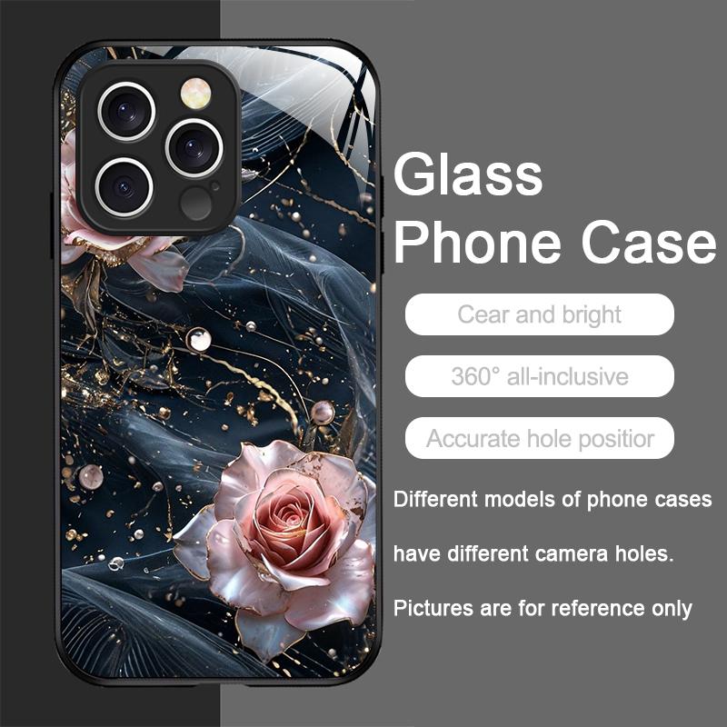 Beautiful Sunflower Floral Pattern Tempered Glass Phone Case for IPhone 16 Pro Max 16e 15 14 13 12 Mini 11 XS XR 7 8 Plus Cover