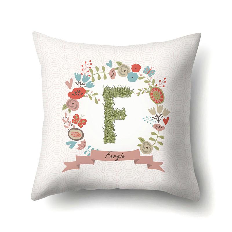 Polyester Pillowcase Car Decoration Home 26 English Letters Plant Wavy Print Pillowcase