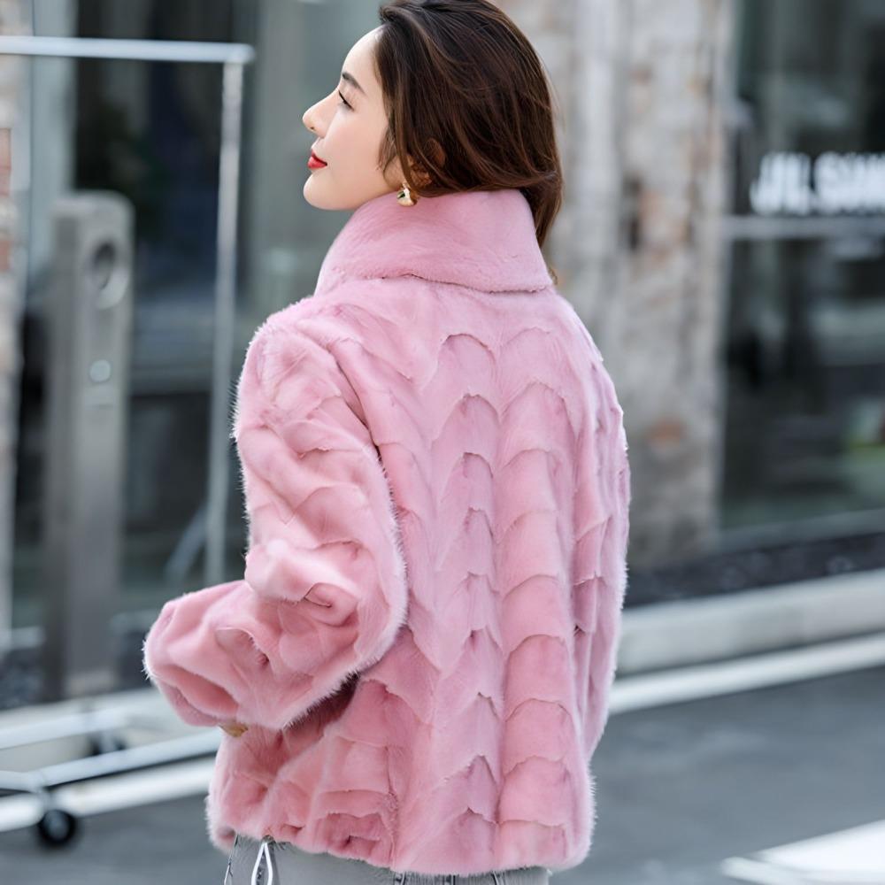 New Fur Real Mink Fur Patchwork Mink Coat Genuine Leather Fur Mink Short Pink Mink Real Mink Send Mom and Wife
