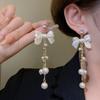 European and American Retro Long Bow Pearl Fringed Earrings Women's Temperament High-end Earrings Earrings