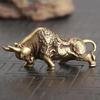 Brass Lucky Bull Statue, Copper Animal Figurine for Home & Office Desk Decor, Wealth Bring Ornaments