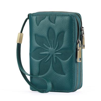 New Women First Layer Cowhide Wallet Short Double Zipper Clutch Purse Multifunctional Genuine Leather Card Coin Cash Storage Handbag