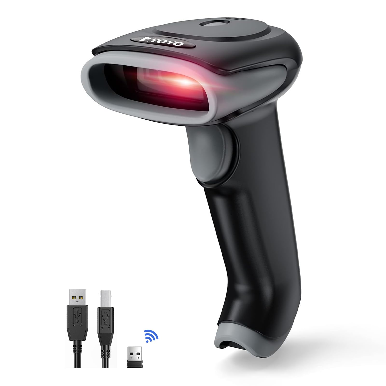 [2026 New Model] Eyoyo Barcode Reader, Wireless Bluetooth USB Wired QR Code Scanner, 2-Dimensional & 1-Dimensional, Japanese QR Code Compatible, LCD S