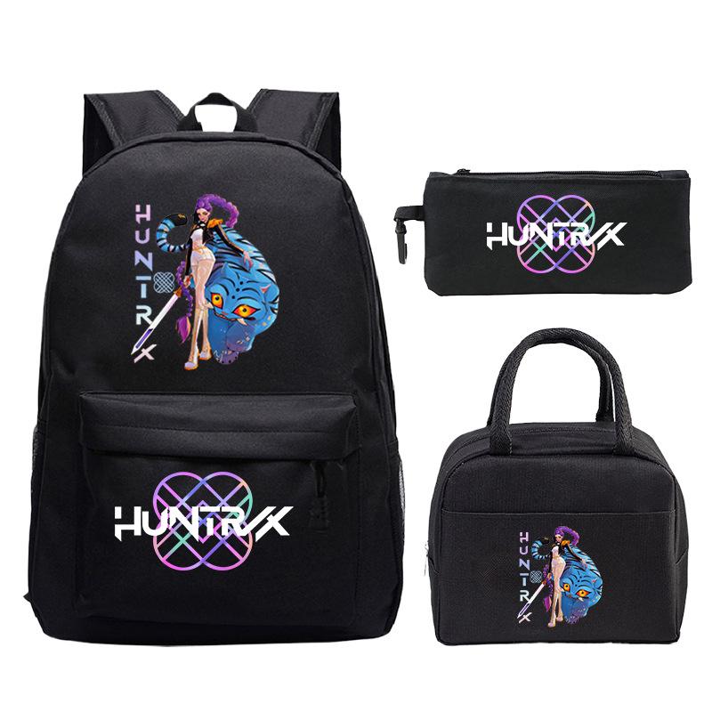 Demon Hunters Printed Children's Backpack Three-piece Campus Fashion Primary and Secondary School Students Large Capacity School Bag