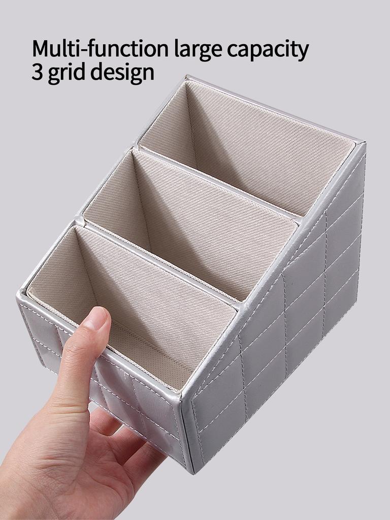 Large-capacity Stepped Makeup Storage Box, Leather Multi-compartment Makeup Brush, Cosmetics Storage Box, Desktop Storage Tool