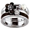 Silver-svart 'Calypso' stålring (blomma)