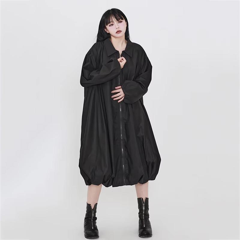 XITAO Women Loose Lantern Zipper Patchwork Dress GJ1218