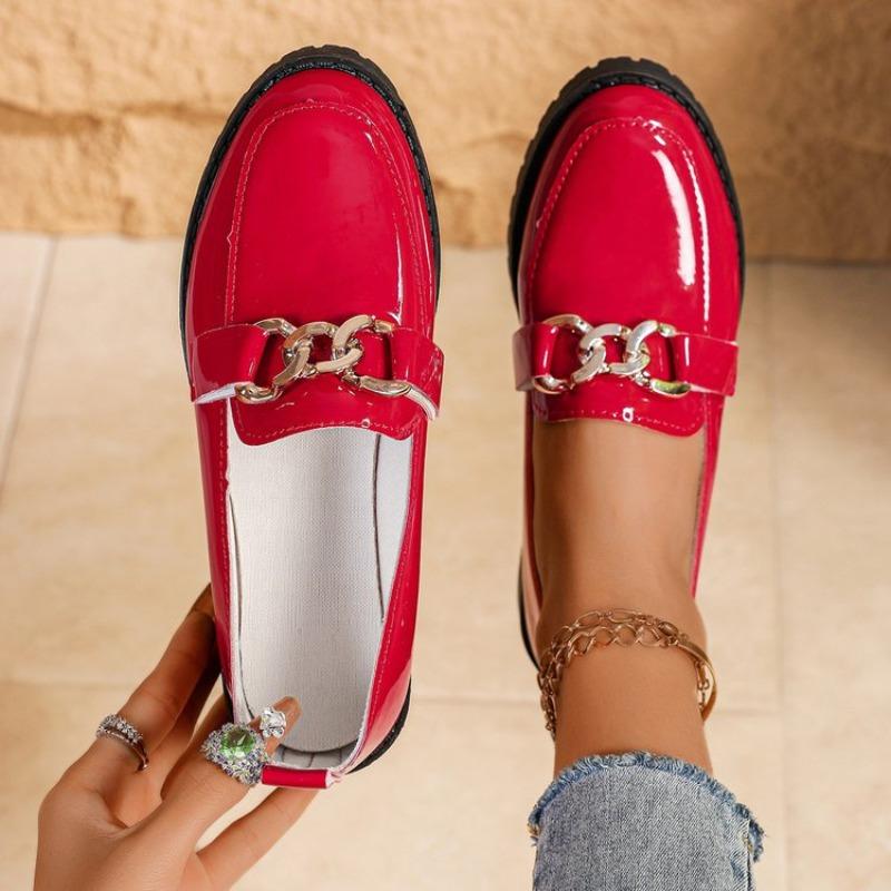 Fashion Women Sneakers 2025 New Thick-heeled Round-toe Shoes British-style Small Leather Shoes Thick Soles Versatile Spring Loafers