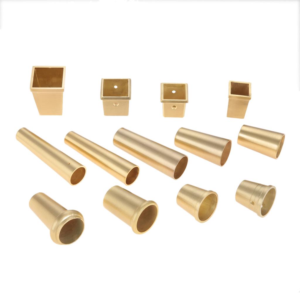 4 Pezzi Copri Gamba Mobile Piedino Punta Solida Rame Ottone Spazzolato Tavolo Sedia Cilindro/Cono Cappuccio Protezione Fondo Sicurezza Tappetino Decorazione