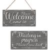 SUPERDANT Meeting Sign for Office Door Double-side Meeting In Progress Welcome Please Come In Hanging Wooden Sign Plaque Door Sign Do Not Disturb