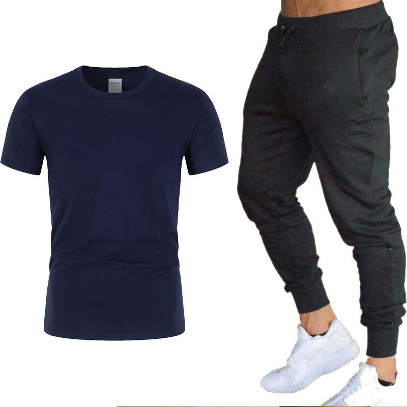 Men's Short Sleeve T-Shirt & Long Pants Two-Piece Set - Spring Collection