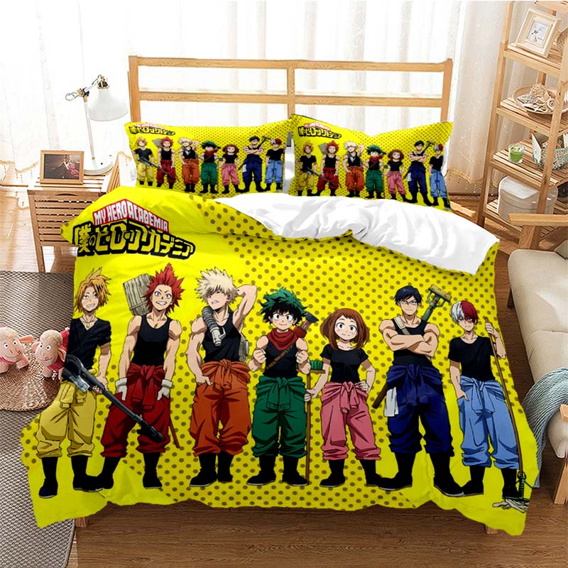 New Anime My Hero Academia Printed Bedding Set Duvet Covers Pillowcases Comforter Bedding Sets Bedclothes Bed Linen Home Textile