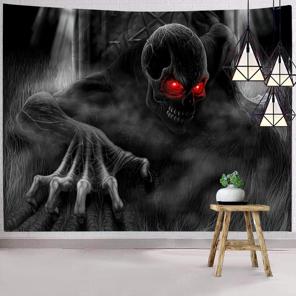 Dark Halloween Horror Tapestry Scared of Zombies Wall Hanging Witch Mysterious Woman  Home Decor Holiday Backdrop