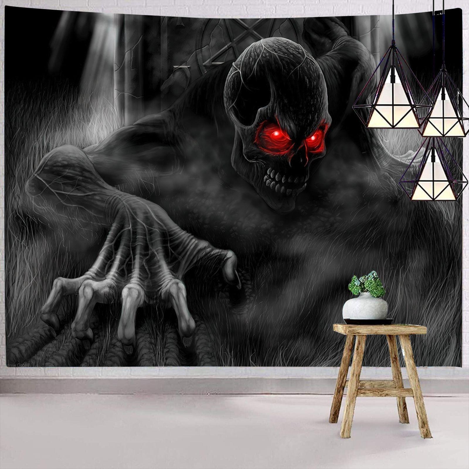 

Темный гобелен ужасов Хэллоуина, на котором изображена ведьма, таинственная женщина, настенный декор, праздничный фон 150x130cm