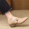Zapatos de Tacón Cómodos de Punta Afilada para Mujer, Otoño Nuevos Zapatos de Suela Blanda, Zapatos de Cuero Pequeños, Zapatos de Un Pie