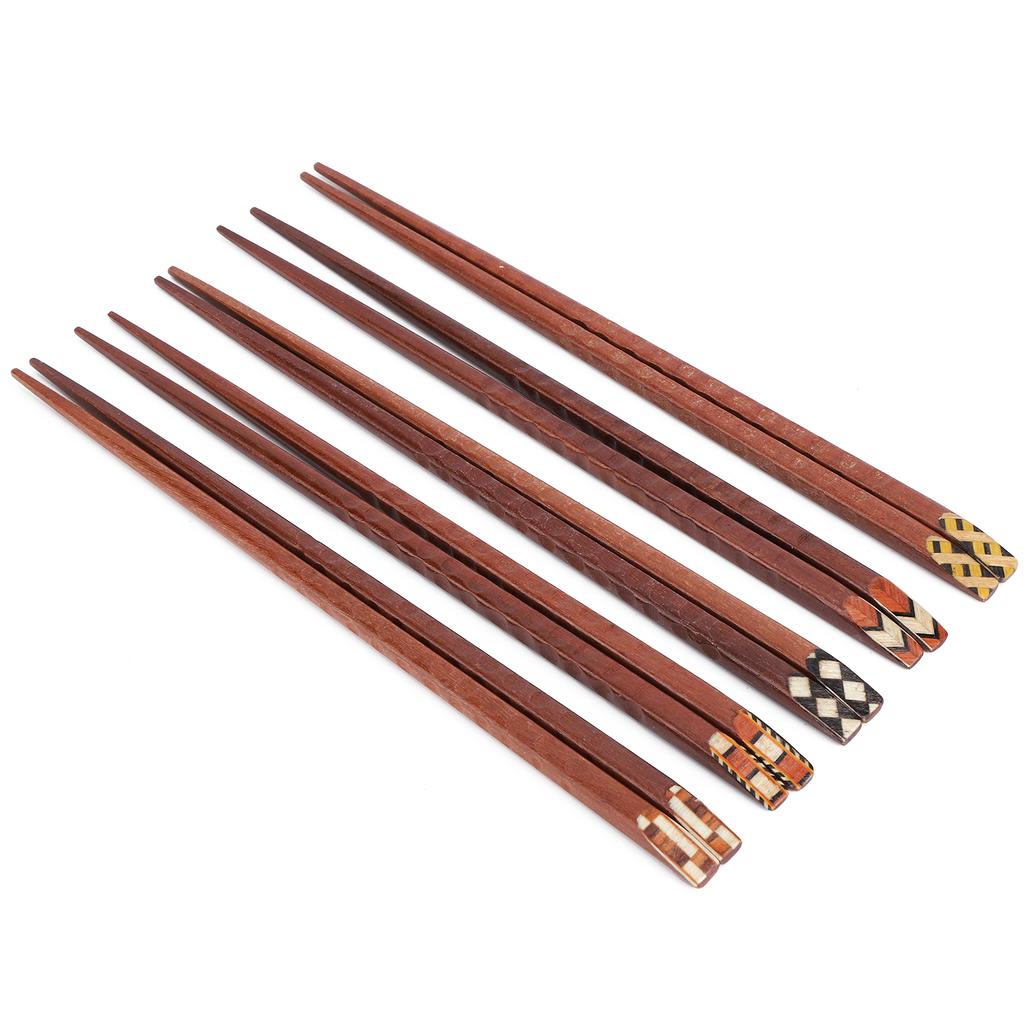 5 Pairs Natural Wood Chopsticks Environmental Protection HandCarved Chopsticks Gift Set