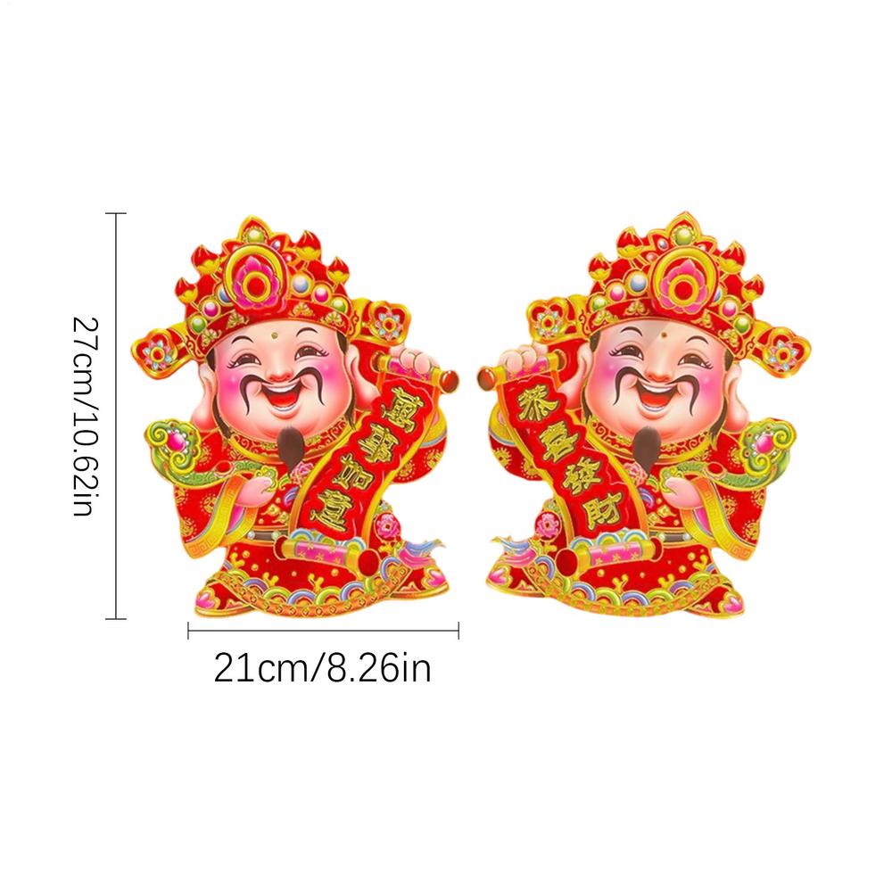 New Years Stickers Cartoon Wealth God Design Decals Chinese Stickers For Family Home Spring Festival Lunar New Year Window Decor