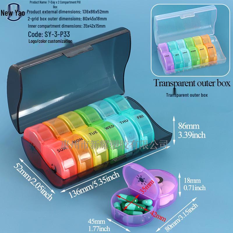Seven-Day Pill Organizer: Morning, Noon, Night Portable Capsule Case with Large Capacity