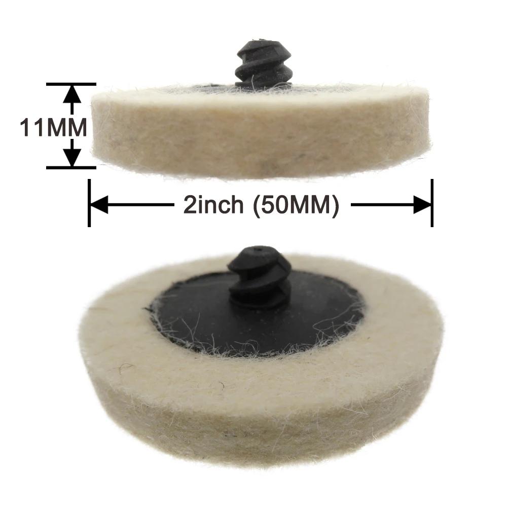 2Inch 50MM Wool Felt Polishing Discs Round Wheel 1/10/12/22Pcs with 1/4" Shank Disc Holder for Polishing Variety Surface