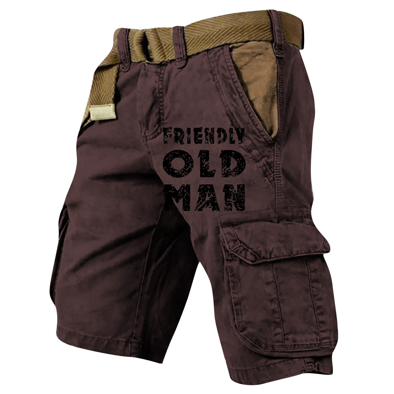 Hibaby1 Casual Cargo Shorts voor Mannen met Riem Comfortabel Katoen Meerdere Zakken Ontwerp, Ideaal voor Buitenactiviteiten L wijn