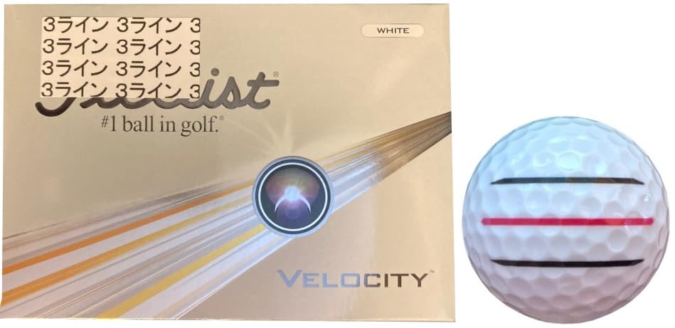 [Happiraki_Golf Line] Titleist Velocity Lined (White, 1 Dozen, 3 Lines)