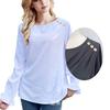 GMXIA Women's Autumn Round-neck Long-sleeved Shirt Solid Color Button Loose Women's Top