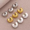 10Pcs 4Mm 18K Copper Plated Genuine Golden Thick Silvery Pattern Crescent End Buckle, Diy Jewelry Making Accessories