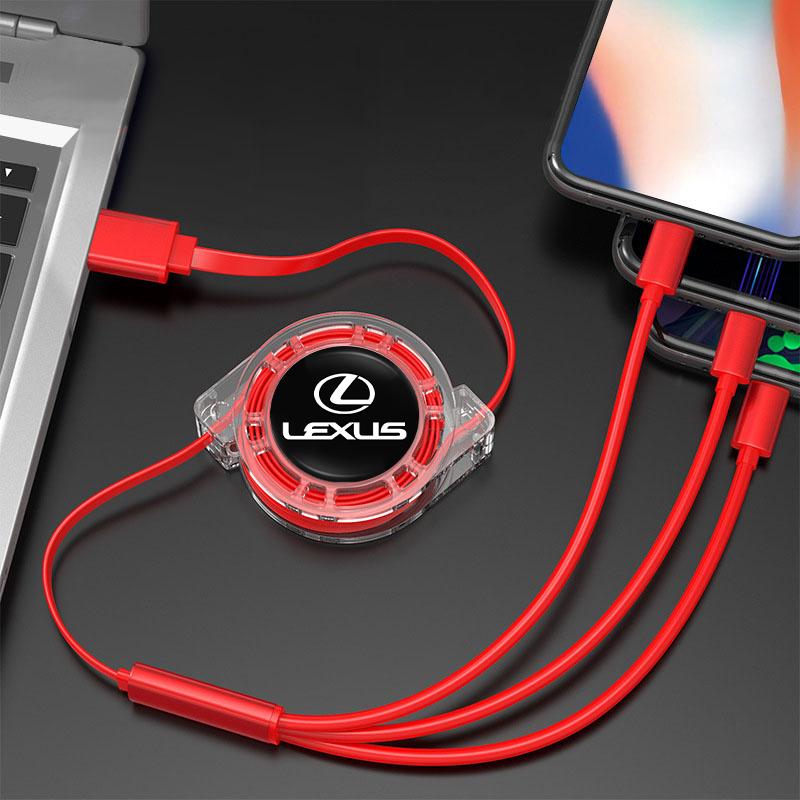 3 In 1 Micro USB Type C Charging Cable Multi Charger For Lexus F-SPORT ES RX NX LS UX LM LX GX LC RZ IS CT GS RC HS SC TX LBX
