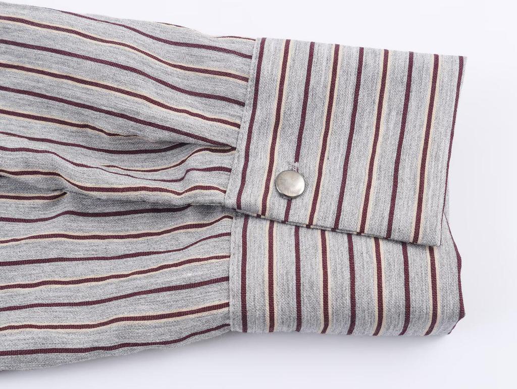 2025 Autumn Women's Slimming Double-breasted Striped Bow Shirt