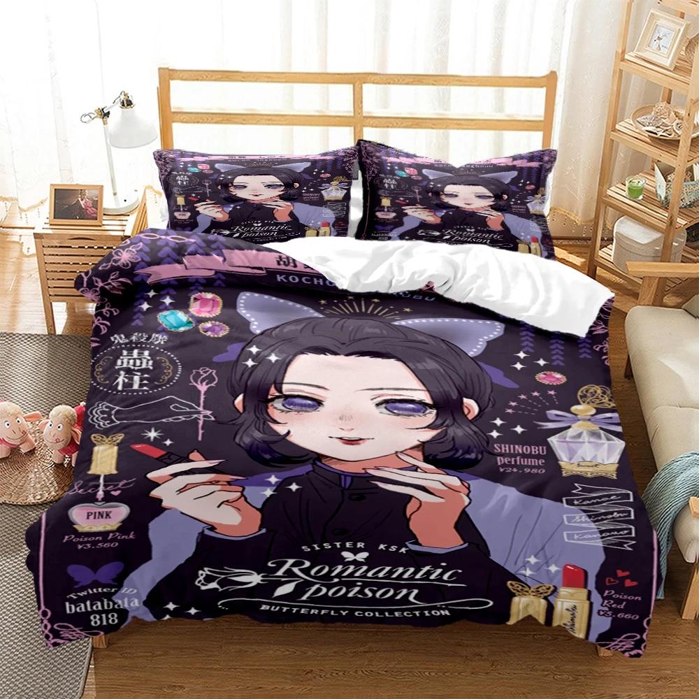 Demon Slayer Cover Digital Print Polyester Bedding Sets Child Kids Covers Boys Bed Linen Set For Teens King Size Bedding Set