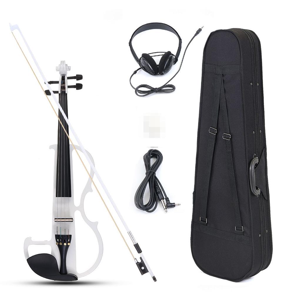 Color : White 4/4 Size Basswood Electric Violin Alloy String Headphone With Case For Violin Beginner HUANR Color : White 4/4 Size Basswood Electric Violin Alloy String Headphone With Case For Violin Beginner HUANR