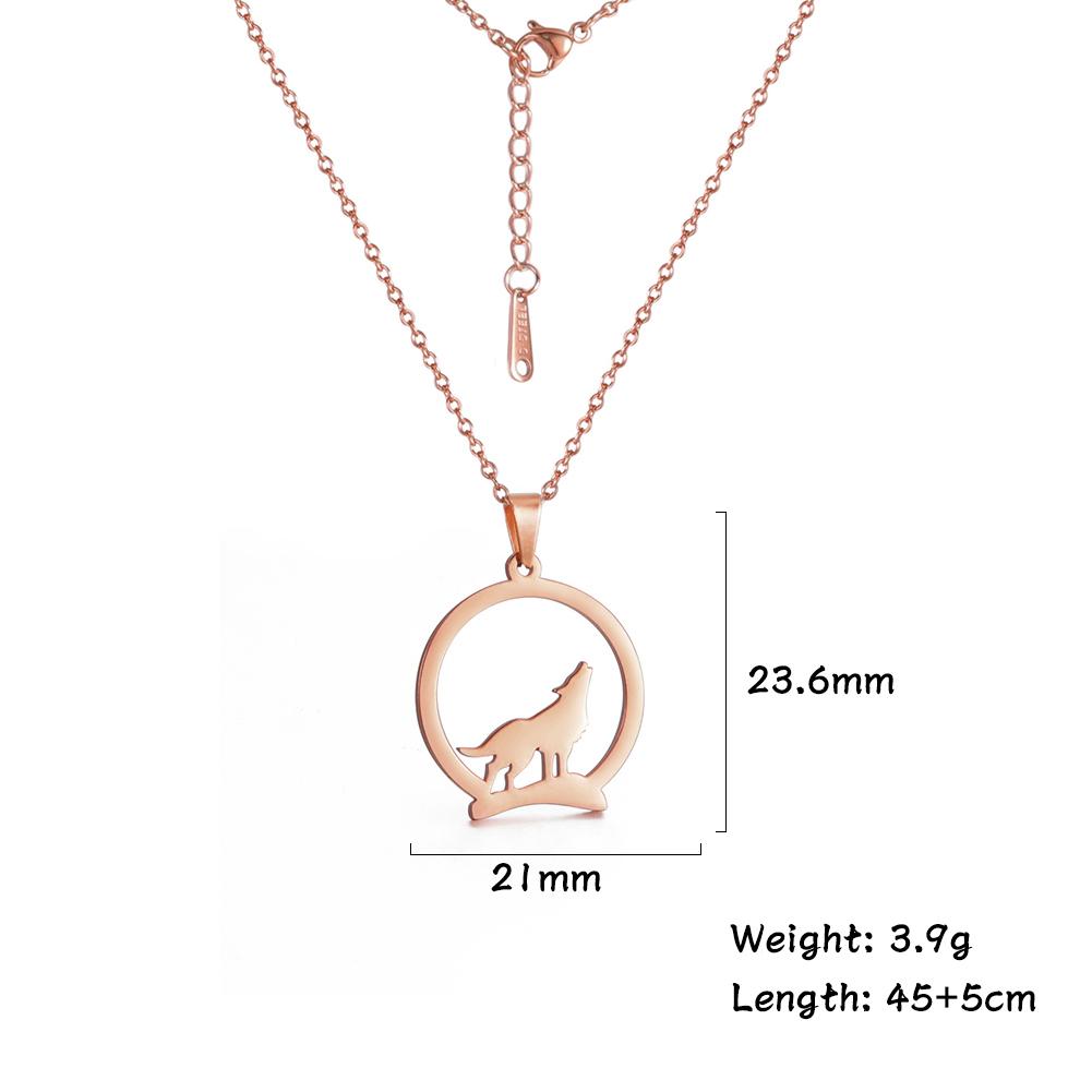 Howling Wolf Pendant Necklace Women Men Casual Punk Stainless Steel Gold Animal Neck Chain Jewelry Gift