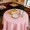 Tablecloth Farmhouse Style Plaid Pattern Ruffled Edge Tablecloth Round Shape Soft Cotton Linen Fabric Cloth Table Cover
