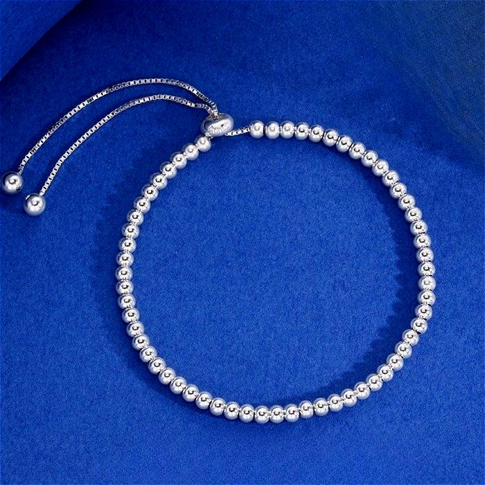 925 Silver Beaded Bracelet for Women Men Adjustable Handmade Ball Chain Jewelry Elegant Minimalist Party Wedding Gift