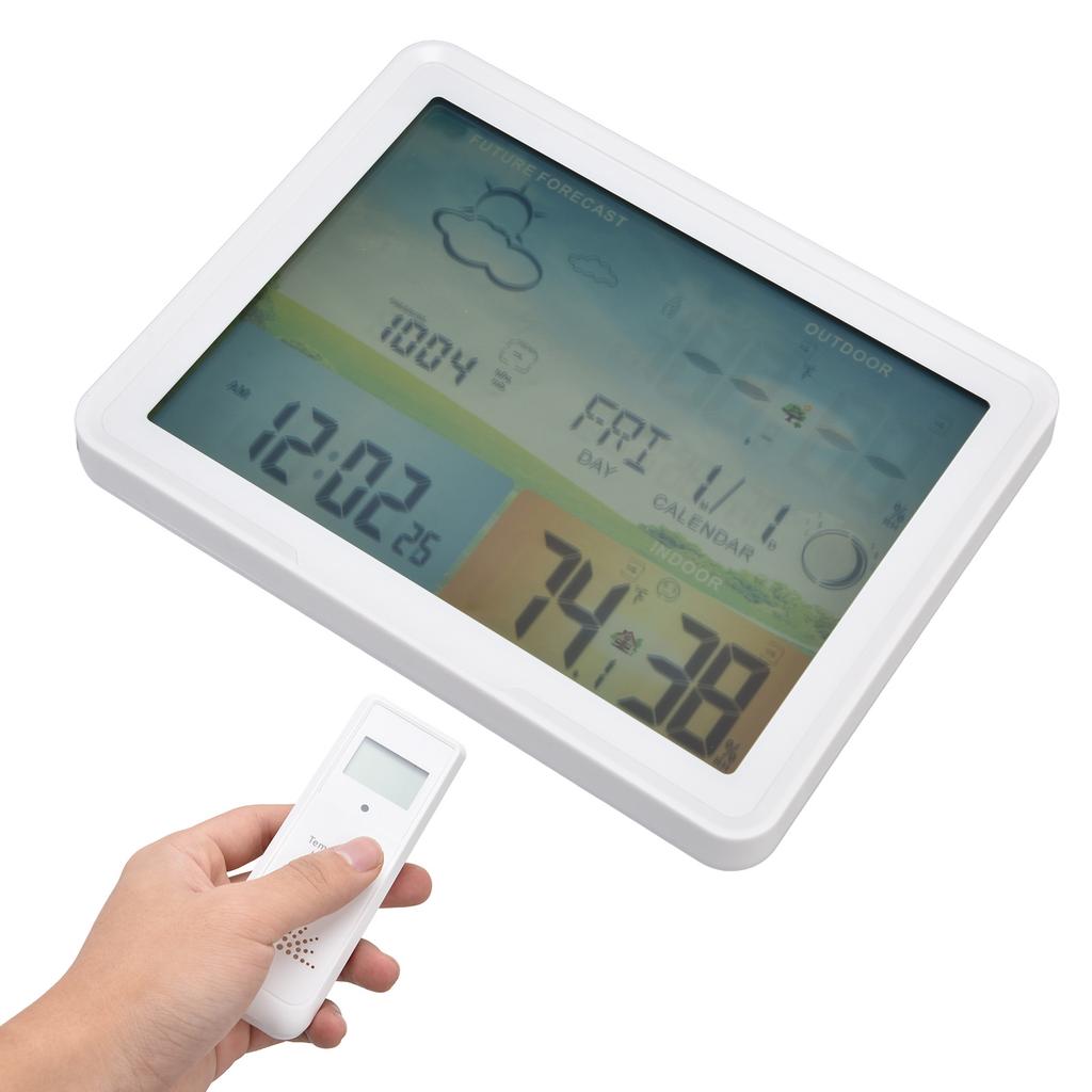LCD Weather Forecast Indoor Outdoor Thermometer with RCC Receiving Function 100?240VUS Plug