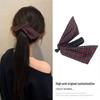 Korean Retro Red Plaid Bow Banana Twist Hair Clip 