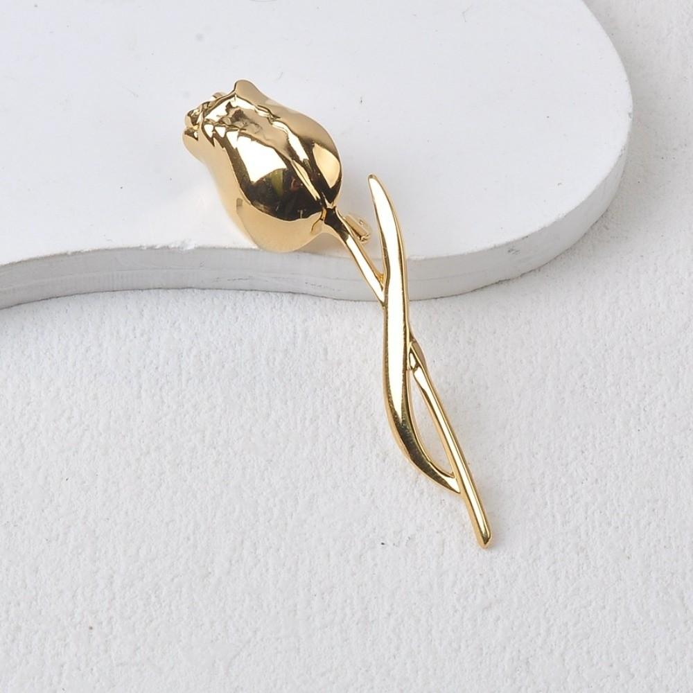 Elegant Rose Flower Brooch Vintage Rose Brooch Unisex Lapel Pins Banquets золотой