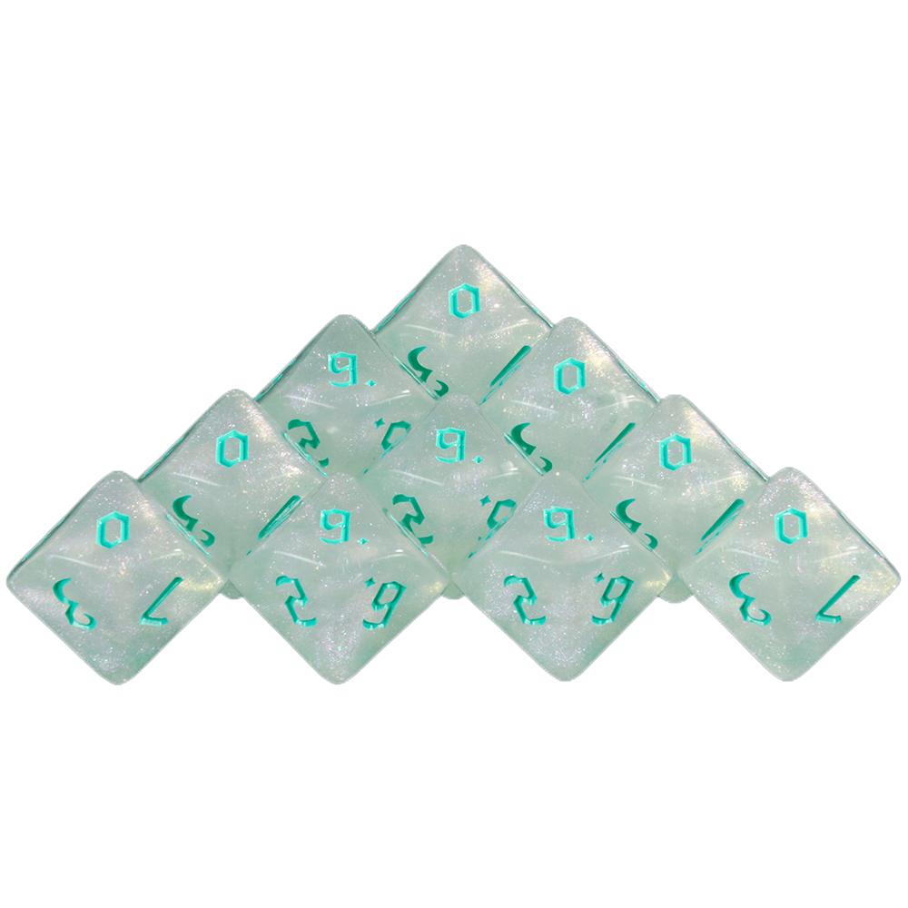 

RPG Многогранные игральные кости 10 шт. Блеск 10(0-9) Набор игральных костей для ролевых настольных игр Товары для вечеринок темно-зеленого