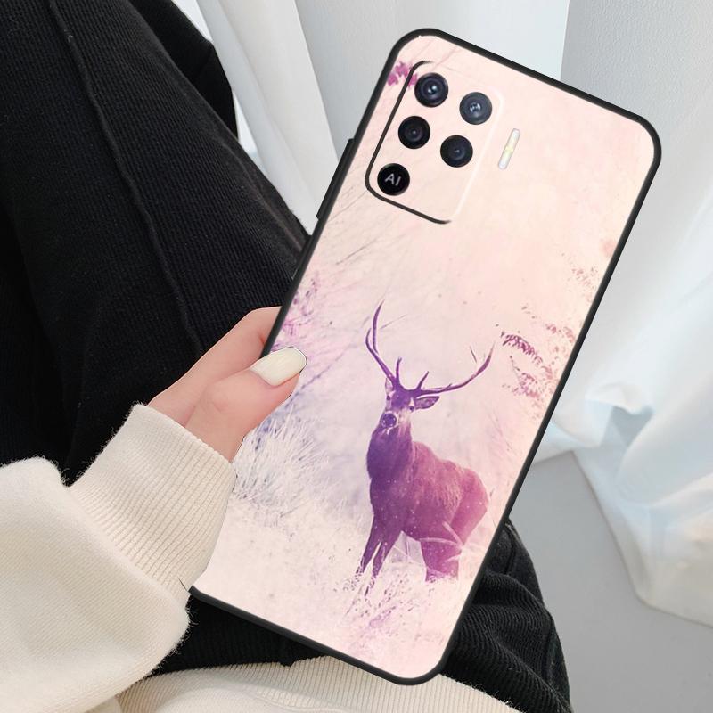 Deer Reindeer Animal Case For Oppo A54 A74 A94 A18 A57 A17 A77 A38 A58 A78 A98 A80 A60 A40 A96 A76 A16 A15 A5 Pro