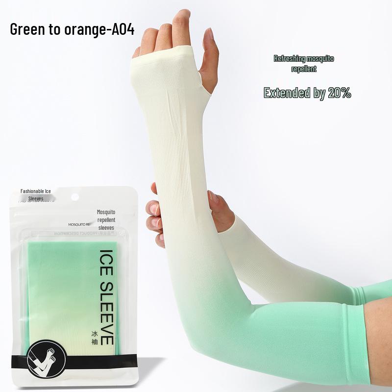 Custom UV Protection Ice Silk Arm Sleeves for Men & Women – Long, Solid Color, Summer Outdoor Wear