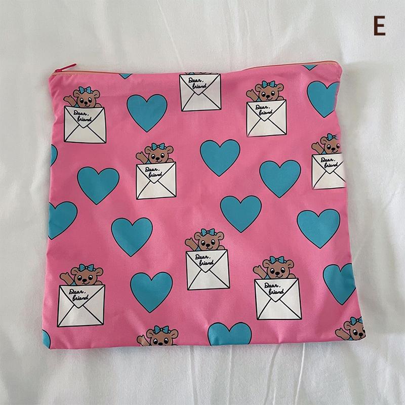 Kawaii Makeup Bag  Cartoon Bear Pattern Cosmetic Pouch Toiletry Bag Large Capacity Portable Stationery Bag